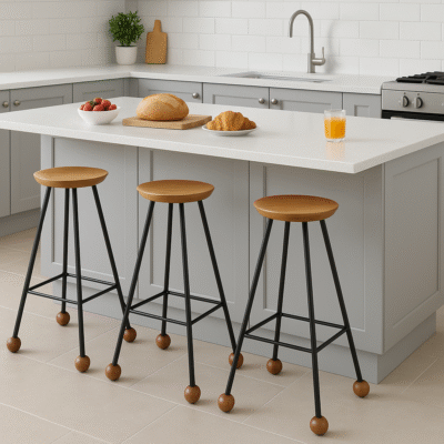 Bar Taburesi Ahşap Siyah Metal Ayaklı – 75cm
