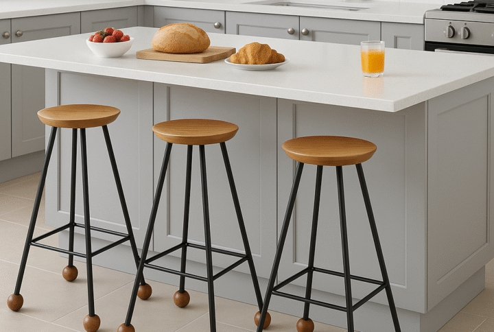 Bar Taburesi Ahşap Siyah Metal Ayaklı – 75cm