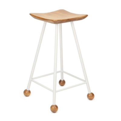 Bar Taburesi Ahşap Beyaz Metal Ayaklı – 65cm