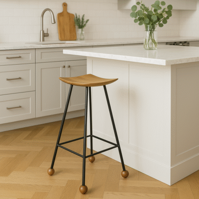 Bar Taburesi Ahşap Siyah Metal Ayaklı – 75cm