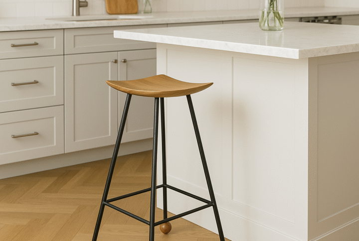 Bar Taburesi Ahşap Siyah Metal Ayaklı – 75cm