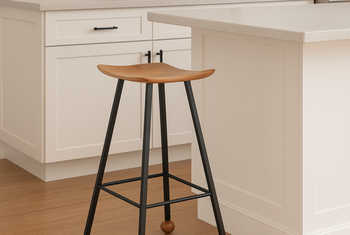 Bar Taburesi Ahşap Kare Siyah Metal Ayaklı – 75cm
