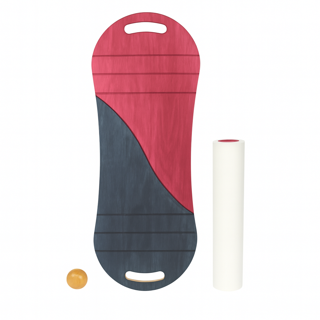 Kırmızı/Lacivert Denge Tahtası Balance Roller Board Çift Fonksiyonlu Sörf Eğitim Tahtası Kaykay Eğitim Tahtası 73 x 28 CM - RB11