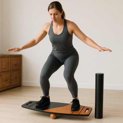 Siyah/Kahve Denge Tahtası Balance Roller Board Çift Fonksiyonlu Sörf Eğitim Tahtası Kaykay Eğitim Tahtası 73 x 31 CM – RB07